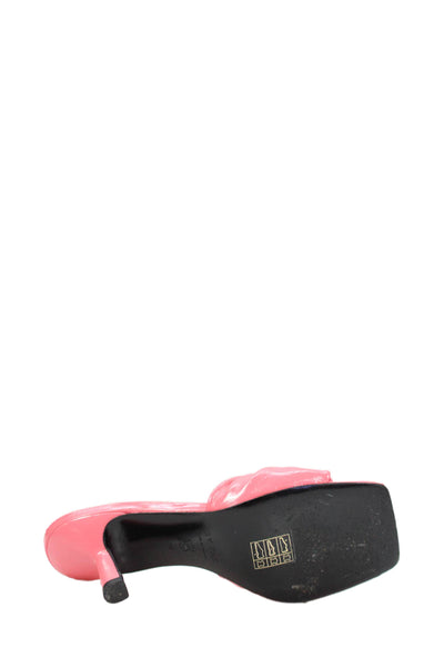 By Far Womens Patent Leather Knotted Open Toe Stiletto Mules Pink Size EUR 38