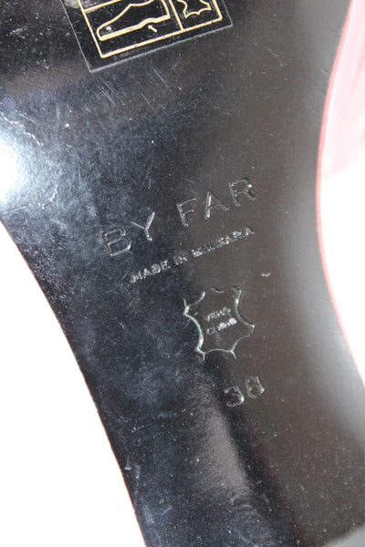 By Far Womens Patent Leather Knotted Open Toe Stiletto Mules Pink Size EUR 38