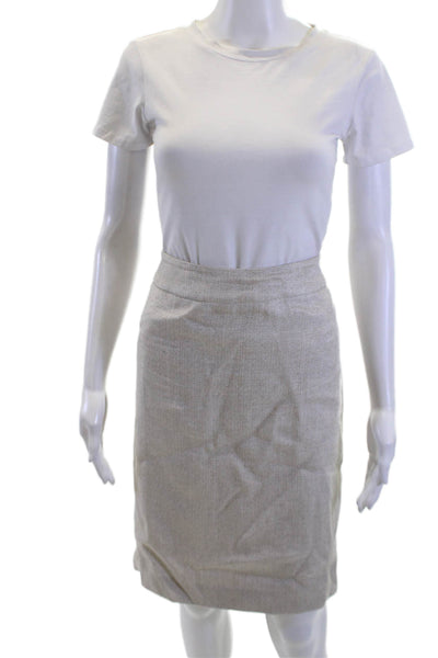 Armani Collezioni Womens Beige Straight Pencil Skirt Linen Blend Size 8