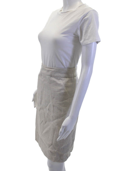 Armani Collezioni Womens Beige Straight Pencil Skirt Linen Blend Size 8