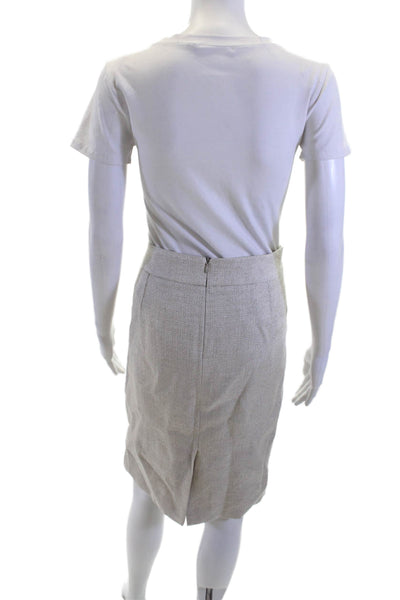 Armani Collezioni Womens Beige Straight Pencil Skirt Linen Blend Size 8