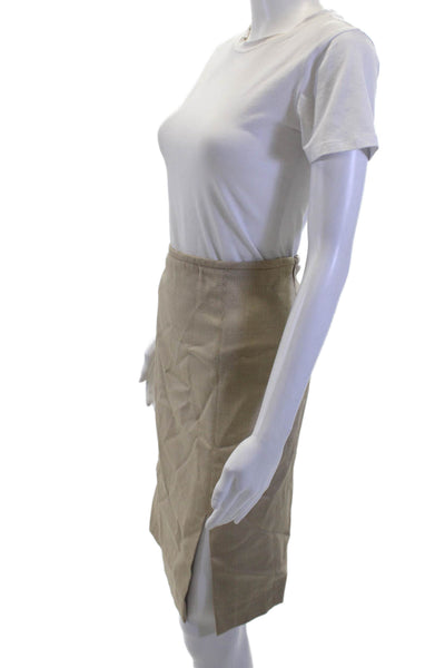 Armani Collezioni Women Beige Wool Check Pencil Skirt Knee Length Size 8