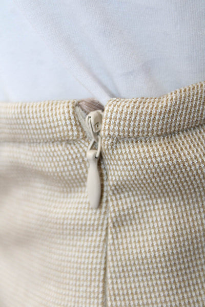 Armani Collezioni Women Beige Wool Check Pencil Skirt Knee Length Size 8