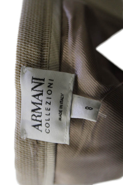 Armani Collezioni Women Beige Wool Check Pencil Skirt Knee Length Size 8