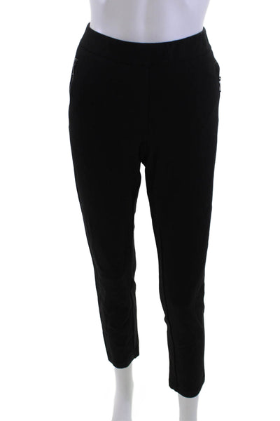 J. Mclaughlin Womens Black Ankle Cropped Pants Zip Stretch Rayon Nylon Size 6