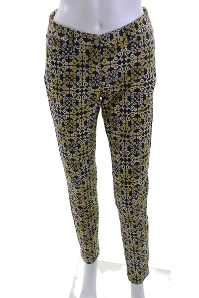J. Mclaughlin Womens Ankle Pants Black Geometric Mid Rise 29in Size 2