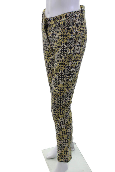 J. Mclaughlin Womens Ankle Pants Black Geometric Mid Rise 29in Size 2