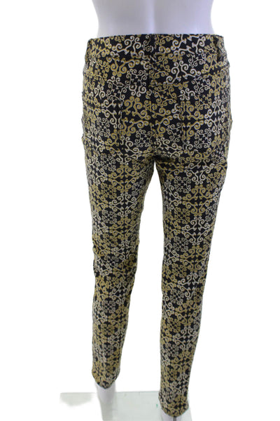 J. Mclaughlin Womens Ankle Pants Black Geometric Mid Rise 29in Size 2