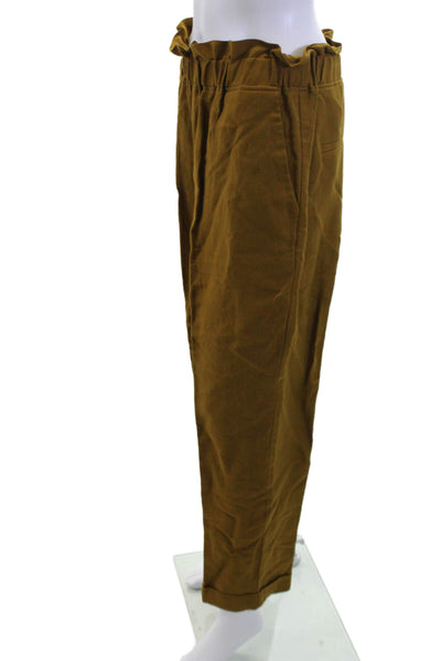 The Fold Womens Paperbag Ankle Pants Brown Cotton Tencel Size 8