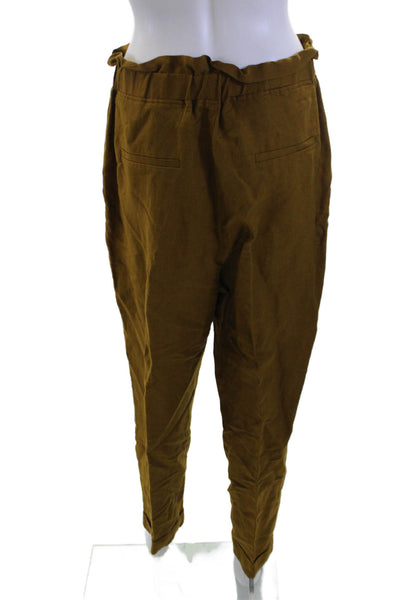 The Fold Womens Paperbag Ankle Pants Brown Cotton Tencel Size 8