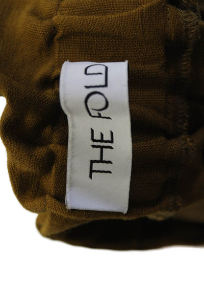 The Fold Womens Paperbag Ankle Pants Brown Cotton Tencel Size 8