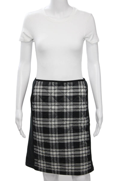Uniqlo Womens Black Plaid Straight Pencil Skirt Knee Length Polyester Size S