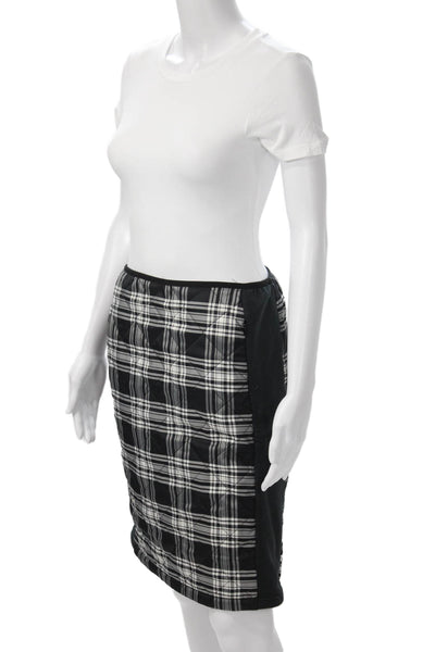 Uniqlo Womens Black Plaid Straight Pencil Skirt Knee Length Polyester Size S