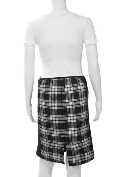 Uniqlo Womens Black Plaid Straight Pencil Skirt Knee Length Polyester Size S