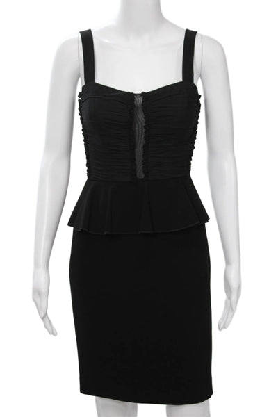 Jill Jill Stuart Women Pencil Sheath Dress Black Silk Sq Neck Size 0