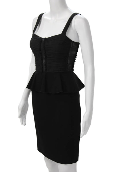 Jill Jill Stuart Women Pencil Sheath Dress Black Silk Sq Neck Size 0