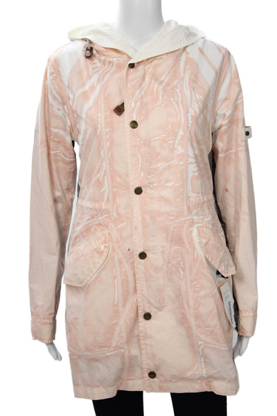 Mr. & Mrs. Women Anorak Rain Coat Army Pink Cotton Button Long Sleeve Size XS