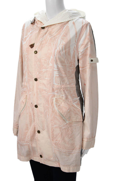 Mr. & Mrs. Women Anorak Rain Coat Army Pink Cotton Button Long Sleeve Size XS