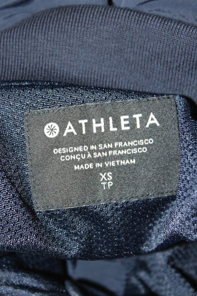 Athleta Womens Bomber Jacket Dark Blue Polyester Zip Mock Neck Size XS