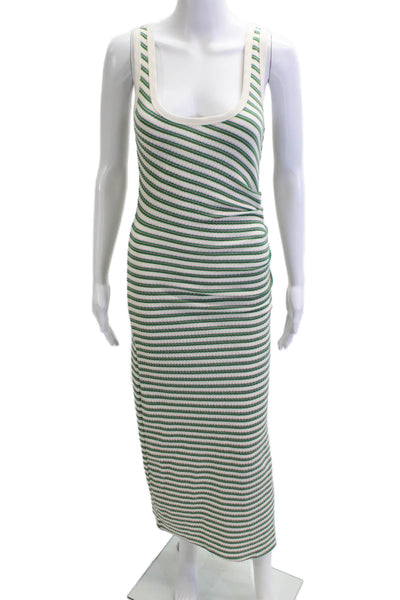 Lulus Womens Green Striped Maxi Tank Dress Square Neck Sleeveless Size XS