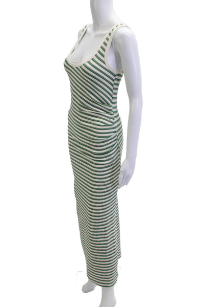 Lulus Womens Green Striped Maxi Tank Dress Square Neck Sleeveless Size XS