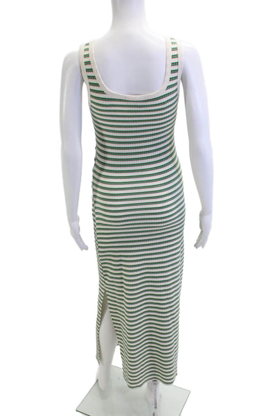 Lulus Womens Green Striped Maxi Tank Dress Square Neck Sleeveless Size XS