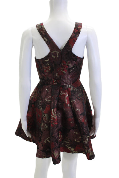 Aqua Womens Fit & Flare Mini Red Floral Sleeveless Dress Size XS