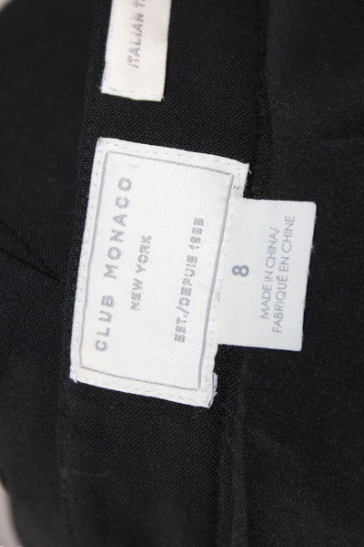 Club Monaco Womens A-Line Pleated Skater Skirt Black Wool Blend Size 8