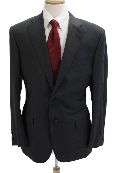 Canali Mens Dark Gray 2 Piece Striped Cupro Suit Jacket Size 52
