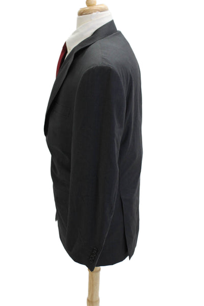 Canali Mens Dark Gray 2 Piece Striped Cupro Suit Jacket Size 52