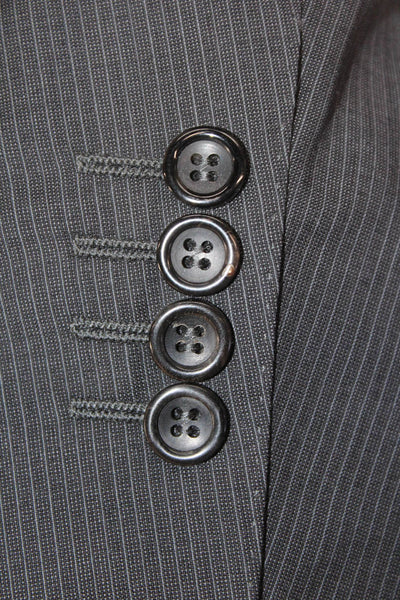 Canali Mens Dark Gray 2 Piece Striped Cupro Suit Jacket Size 52