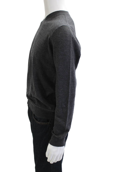 Theory Mens Pullover V Neck Wool Long Sleeve Dark Gray Sweater Size L