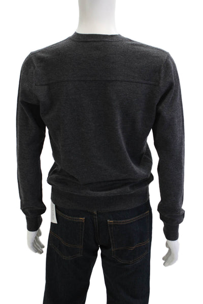 Theory Mens Pullover V Neck Wool Long Sleeve Dark Gray Sweater Size L