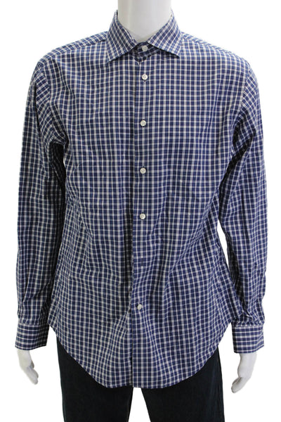 The Men's Store at Bloomingdale's Mens Plaid Button Down Shirt Blue Size Large