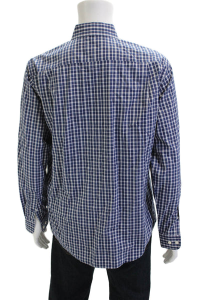 The Men's Store at Bloomingdale's Mens Plaid Button Down Shirt Blue Size Large