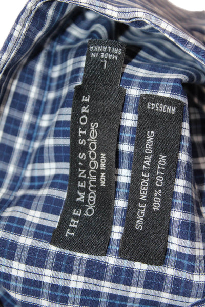 The Men's Store at Bloomingdale's Mens Plaid Button Down Shirt Blue Size Large