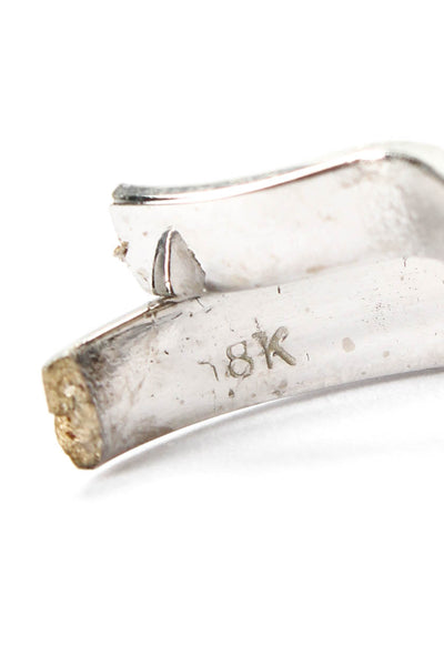 Designer Womens 18K White Gold Blue Moissanite + Sapphire Ring 8.6g