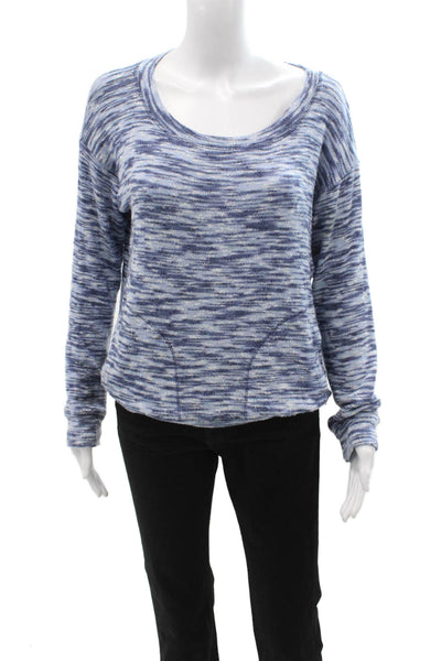 Splendid Women Pullover Sweatshirt Blue Round Neck Long Sleeve Size S