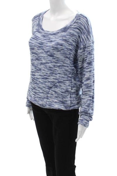 Splendid Women Pullover Sweatshirt Blue Round Neck Long Sleeve Size S