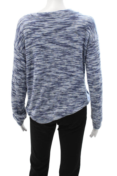 Splendid Women Pullover Sweatshirt Blue Round Neck Long Sleeve Size S