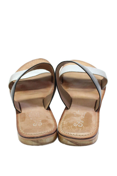 Seychelles Womens Metallic Double Strap Slide Sandals Black Silver Size 8