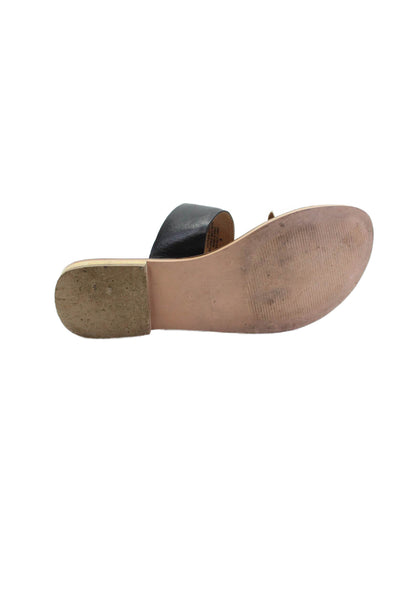 Seychelles Womens Metallic Double Strap Slide Sandals Black Silver Size 8