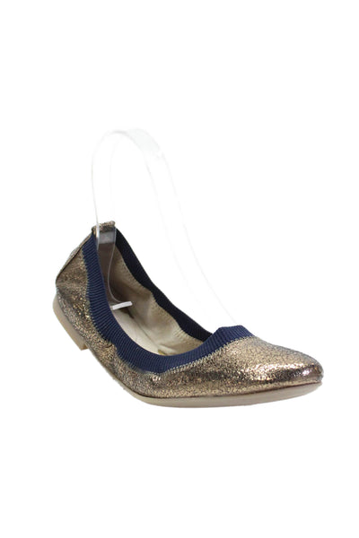 Boden Womens Slip On Round Toe Metallic Ballet Flats Gold Leather Size 38