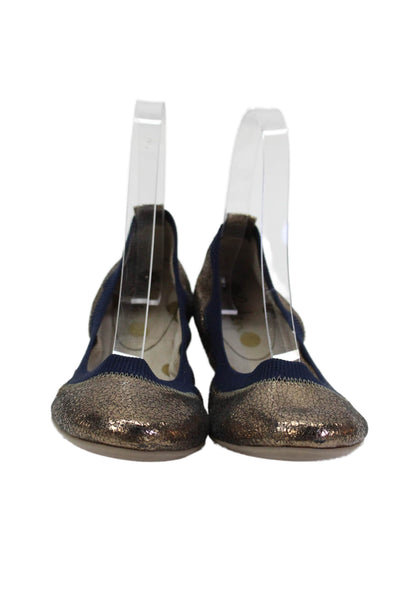 Boden Womens Slip On Round Toe Metallic Ballet Flats Gold Leather Size 38