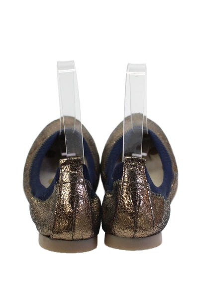 Boden Womens Slip On Round Toe Metallic Ballet Flats Gold Leather Size 38