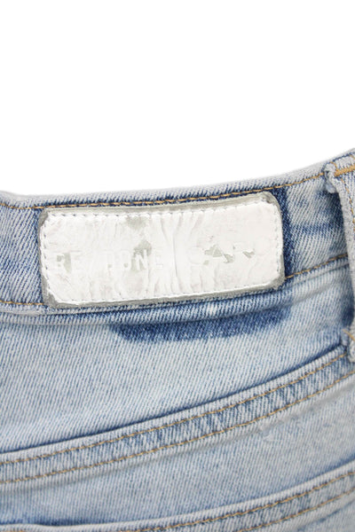Re/Done Women Cropped Straight High Rise Light Blue Jeans Size 25