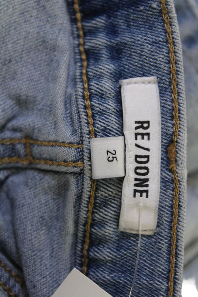 Re/Done Women Cropped Straight High Rise Light Blue Jeans Size 25