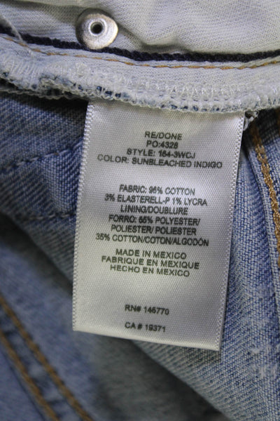 Re/Done Women Cropped Straight High Rise Light Blue Jeans Size 25