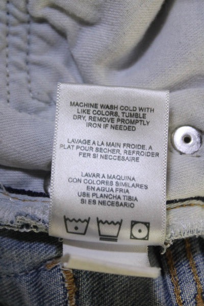 Re/Done Women Cropped Straight High Rise Light Blue Jeans Size 25
