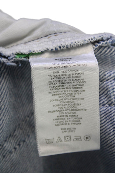 Re/Done Womens Boyfriend Cropped Light Blue Jeans Button Mid Rise Size 26